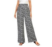 Pantalon pour femme - Coupe ample - Coupe haute - Jambe large - Automne - Été - 2025, A-527 Noir, XL