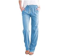 Pantalon pour femme extensible à la taille confortable formelle classique robe de jogging pour femme costume élégant brodé coloré voyage d'affaires décontracté, bleu ciel, 3XL