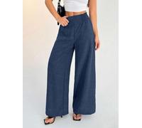 Pantalon pour femme Large Taille Élastique Couleur Unie Été Pantalon | Tissu polyester léger, taille élastique smockée, coupe jambe large pour une pour liberté totale