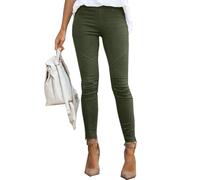 Pantalon pour femme taille haute stretch élastique pantalon tendance skinny slim crayon pantalon rétro couleur unie leggings décontractés, vert foncé, XS