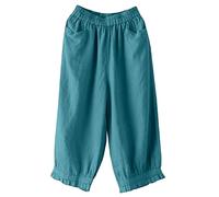 Pantalon pour femme, transparent, confortable, plissé, avec cordon de serrage, décontracté, avec poches, élastique, charmant, respirant, tendance, large, imprimé, vert, L