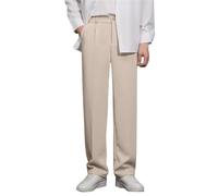 Pantalon pour homme infroissable coupe ajustée confortable pour le quotidien Pantalon droit à l'avant plat Pantalon taille haute uni Pantalon chino classique uni, kaki, XXL