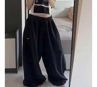 Pantalon pour loisirs pour femme Coupe Ample Pour Vacances Plage | Coupe ample rétro, tissu polyester doux, idéal pour le style décontracté quotidien et la mode urbaine(Black XXXXL)