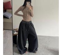 Pantalon pour loisirs pour femme Coupe Ample Pour Vacances Plage | Coupe ample rétro, tissu polyester doux, idéal pour le style décontracté quotidien et la mode urbaine(Dark Gray XXL)