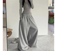 Pantalon pour loisirs pour femme Coupe Ample Pour Vacances Plage | Coupe ample rétro, tissu polyester doux, idéal pour le style décontracté quotidien et la mode urbaine(Light Gray XXXXL)