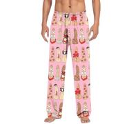 Pantalon Pyjama Drole Noel Men Taille Élastique Pull Plaid D Contract À Cordon Hiver Imprimés De Noël