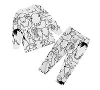 Pantalon Pyjama Ensemble de vêtements d'intérieur Peints à la Main pour Enfants,Ensembles de Pyjamas à colorier pour garçons et Filles avec lesquels Ils Peuvent Jouer et Porter(White,7-8 Ans)