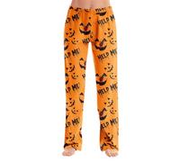 Pantalon Pyjama Femme Large Pirate Halloween Costume Yoga Hiver Tendance Pantalon Femme Sorciere Taille Haute Chaud Pyjama Famille Halloween Classique Automne Orange L