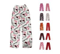 Pantalon Pyjama Femme Long Flanelle Bas de Pyjamas Polaire Chaud et Doux Confortable Fuzzy Anime Dessin Animé Y2K Kawaii Pantalons Décontracté pour La Maison Pantalon de Pyjama Pants Automne et Hiver