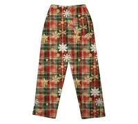 Pantalon Pyjama Femme Noël, Pyjama Flanelle à Taille élastique Merry Christmas Droit à Jambes Larges Chaud Confortable Pants Grande Taille Casual Bas de Pyjama de Nuit Sorties Noel Pant