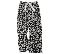 Pantalon Pyjama Femme Soie Coton Taille Élastique Jambe Large Coupe Ample Maternité 2026(Black-b, One Size)