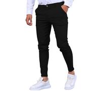 Pantalon quatre saisons pour homme, couleur unie, texturé, fin, fuselé, décontracté et formel, pantalon en coton avec poches pour un usage quotidien, Noir , XS