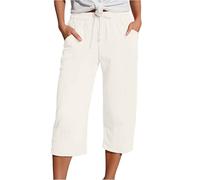 Pantalon rayé femme été taille sport pantalon ample pantalon noir femme brillant, beige, XL