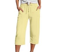 Pantalon rayé femme été taille sport pantalon ample pantalon noir femme brillant, jaune, XL