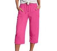 Pantalon rayé femme été taille sport pantalon ample pantalon noir femme brillant, Rose, M