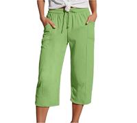 Pantalon rayé femme été taille sport pantalon ample pantalon noir femme brillant, vert, XL