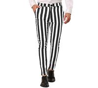Pantalon rayé noir et blanc pour homme - Pantalon de survêtement style jogging pour hommes : coupe ajustée pantalon pour homme streetwear confortable avec bouton pantalon de randonnée pantalon en