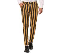 Pantalon rayé pour homme - Taille élastique - Coupe ajustée - Coupe ajustée - Pantalon chino extensible à l'avant plat - Pantalon skinny extensible - Jambe droite - Pantalon décontracté, doré, XXL