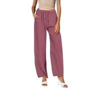 Pantalon rouge pour femme - Pantalon de voyage léger et confortable - Pantalon noir - Bas évasé - Robe de yoga XS pour femme - Coton et lin - Polyester - Entraînement pour, Rouge, 3XL