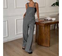 Pantalon salopette en denim ample et décontracté à rayures pour femmes L,M,S,XLUnicoloreJean