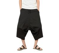 Pantalon Sarouel Coton Lin Homme Kimono Japonais Traditionnel Pantacourt Confortable À Taille Elastique pour Homme Médiéval Rétro Style Vikings Short De Yoga Hippie Bouffant