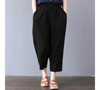 Pantalon sarouel décontracté ample pour femme, taille élastique, jambe large, imprimé court pour un port confortable (3XL D)