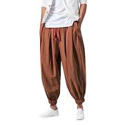 Pantalon Sarouel éLastique De Mode Pour Hommes Pantalons Larges DéContractéS, Pantalon Sarouel Baggy De Couleur Unie à Taille éLastique Avec Cordon De Serrage Avec Poches, Pantalons Grande Taille