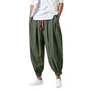 Pantalon Sarouel éLastique De Mode Pour Hommes Pantalons Larges DéContractéS, Pantalon Sarouel Baggy De Couleur Unie à Taille éLastique Avec Cordon De Serrage Avec Poches, Pantalons Grande Taille