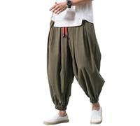 Pantalon Sarouel élastique Mode pour Hommes Pantalons Larges Décontractés Japonais Coton Lin D'été Baggy Large Ample Harem Pant de Sport Jogging Hip Hop Streetwear Plage