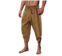 Pantalon Sarouel en Coton et Lin pour Homme Leger Respirant Pantalon Lin et Coton de Sport Hommes Sarouel Décontracté Harem Pants Soldes d'été Pant de Yoga de Plage Pantalons Cadeau pour Papa