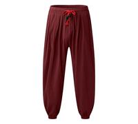 Pantalon sarouel en lin pour homme, pantalon lanterne respirant ample avec cordon de serrage élastique à la taille, pantalon décontracté léger pour la méditation zen, tenue de yoga, a, 5XL