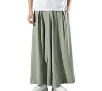 Pantalon sarouel en soie glacée pour homme, ethnique, baggy, pantalon de loisirs, pantalon de plage, style chinois, pantalon de yoga, pantalon d'extérieur japonais, respirant, plissé et aéré, vert