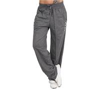Pantalon sarouel hippie baggy pour femme avec poches smockées taille haute pantalon doux cordon de serrage solide élastique pantalon gitane yoga pantalon vacances été plage fête pantalon, Gris foncé