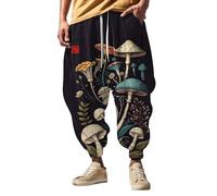 Pantalon sarouel pour homme - Pantalon bouffant Aladin - Motif hippie - Imprimé amusant - Mode Street Feel - Décontracté - Pantalon de jogging - Pantalon cargo - Pantalon de gym - Respirant - Léger -