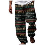 Pantalon sarouel pour homme - Tendance - Respirant - Avec impression ethnique africaine - Décontracté - Pantalon de plage hawaïen - Pantalon de vacances léger et élastique - Jambes larges - Pour hip