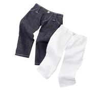 Pantalon set, jeans bleu/blanc, 2x pour poupées 45