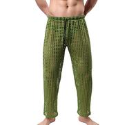 Pantalon sexy pour homme en maille transparente - Long - Sous-vêtements - Collants pour homme - Maille blanche transparente - Vêtements de nuit pour homme - Sous-vêtements en nylon, vert, L