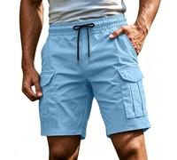 Pantalon Short Cargo Homme Coton Été Bermuda Multi-PochesTravail Shorts Taille Élastique Pantalon Court Décontracté Coupe Ample Respirant Léger Chantier Plein Air Quotidien
