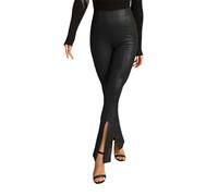 Pantalon Simili Cuir Femme Taille Haute avec Fente PU Legging Cuir Femme Sexy Grande Taille Pantalon Skinny Femme Extensible Chic Pas Cher Confortable Casual Sport Yoga (Black, XXL)