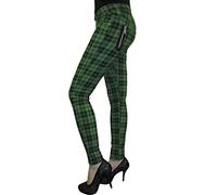 Pantalon Slim à Carreaux Tartan Pantalon Femme Punk Emo Mode Alternative, Vert, 2XL