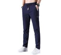 Pantalon slim stretch respirant décontracté avec cordon de serrage et poches pour le sport, la course à pied, le jogging, la randonnée en plein air, bleu marine, XXL