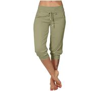 Pantalon Sport Femme 3/4 Pantacourt Jogging Été Grande Taille Capri Respirant pour Course Fitness Yoga Pantalon Court Taille Haute 3/4 Pantalons de Survêtement Pantacourt Ventes Flash Cadeau Maman