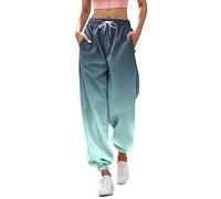 Pantalon Sport Femme, Colori sfumati Taille Haute Resserré Cheville Jogging avec élastique & Poches Pantalon Survetement Con Cintura Décontracté Sport Pantalons de Yoga, Vert Menthe, XXL