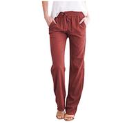 Pantalon Sport Femme ÉTé - Cordon De Serrage LâChe éLéGant Respirant Solide Couleur Pantalon Fluide Boho Course à Pied Cadeau pour Femme