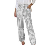 Pantalon Sport Femme Grande Taille Hiver Pantalon Femme Jogging Chic Et Elegant Baggy Confort Rayé Imprimé La Mode DéContracté Taille Haute Large Fluide (Grey, XXXL)