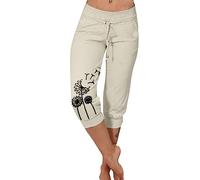 Pantalon Sport Femme Large Décontracté Fitness Sport Yoga Taille Haute 3/4 Long Capri Pantalon Respirant À Cordon De Serrage D'été Cargo Léger Court Pantalon De Randonnée 3/4 Pantacourt