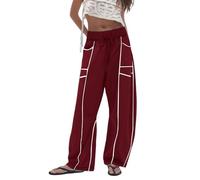 Pantalon Sport Femme Palazzo- Pantalon Taille Elastique Casual Ample avec Cordon De Serrage Chic Et Élégants Automne Hiver Droit Pants Doux Polyvalent Extérieur Streetwear Sweatpants Tendance