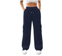 Pantalon Sport Femme Taille Elastique Large avec Cordon De Serrage Poches Couleur Unie Sweatpants Casual Polyvalent Basique Pants pour Femmes l'exercice du Yoga Et De La Course Fitness