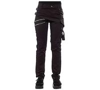 Pantalon Steampunk Femme Couleur Unie- Vetement Gothique Femme Taille Haute-Pantalon Victorienne Zip Diagonal Boutonsur Le Côté Casual Vintage pour Halloween Cour Renaissance Carnaval Medievale