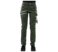 Pantalon Steampunk Femme Couleur Unie- Vetement Gothique Femme Taille Haute-Pantalon Victorienne Zip Diagonal Boutonsur Le Côté Casual Vintage pour Halloween Cour Renaissance Carnaval Medievale